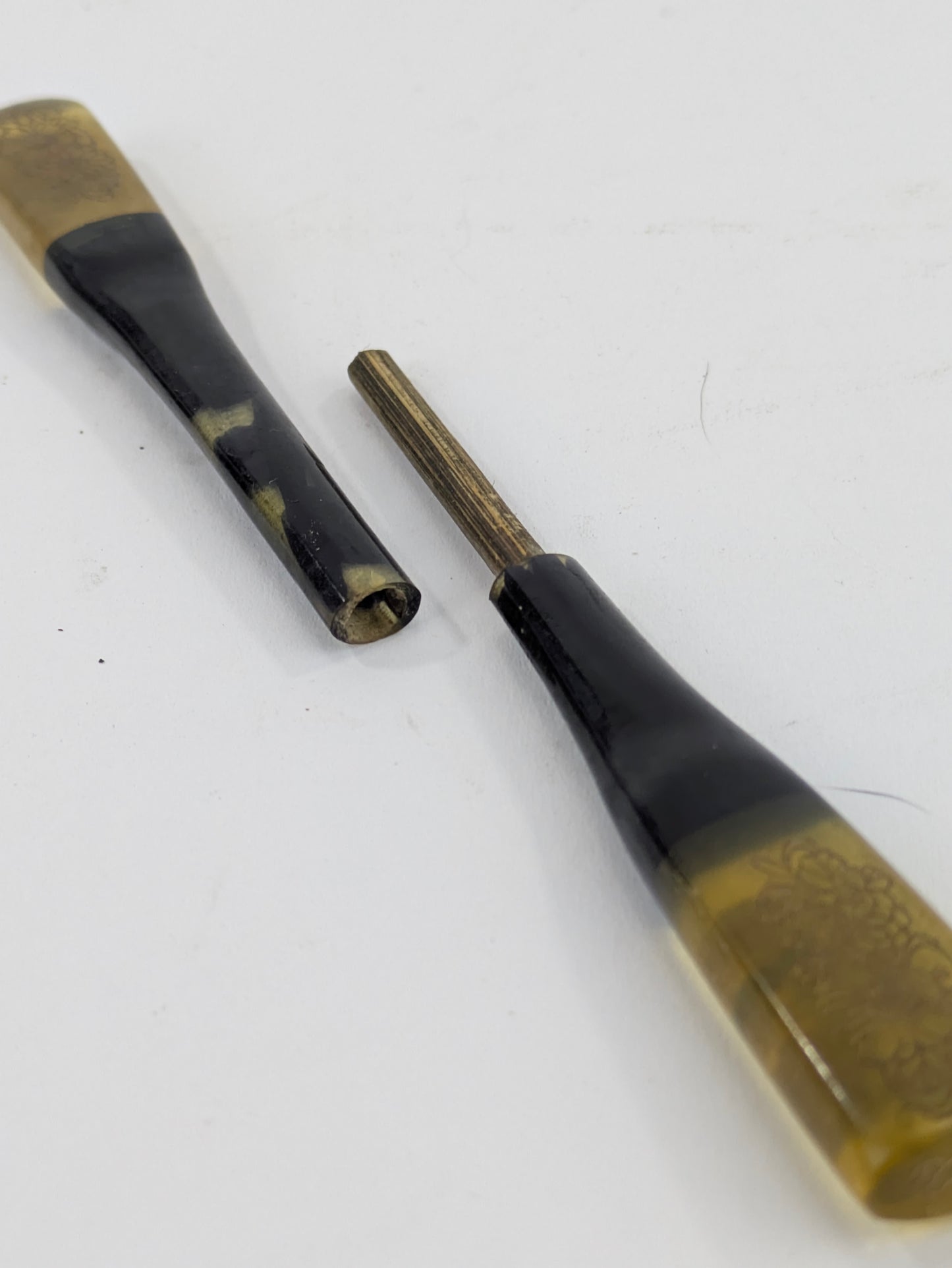 Antique Japanese Kogai Hairpin Bamboo Maki-e Chrysanthemum, c.1880