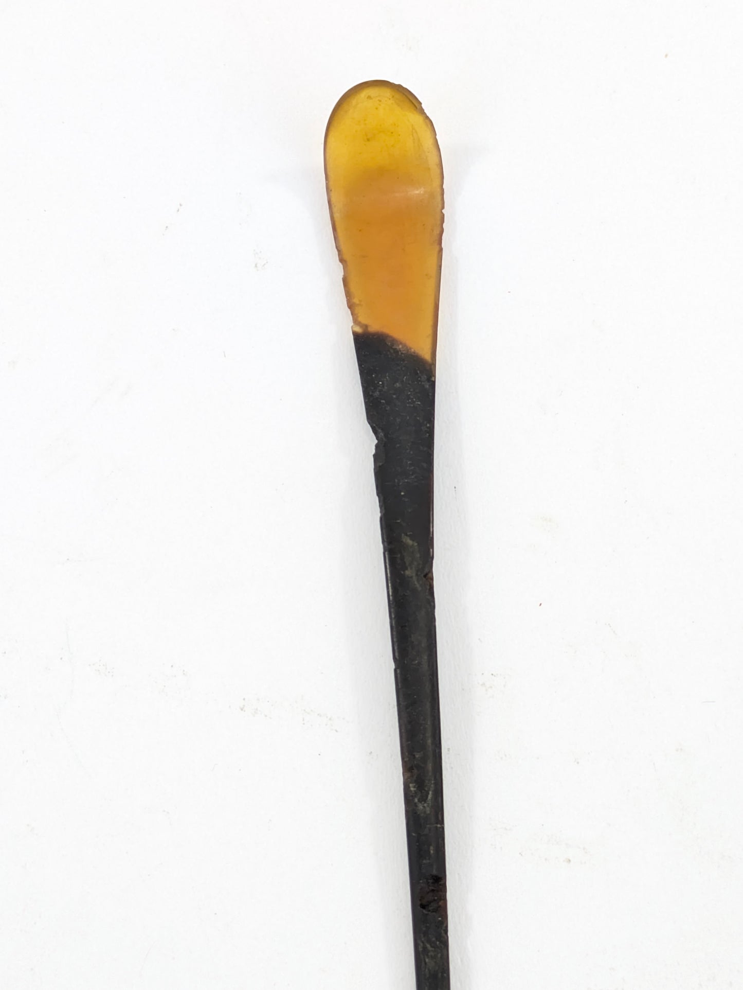 Vintage Japanese Kanzashi Hairpin Two-Tone Amber and Ebony Resin 4½"