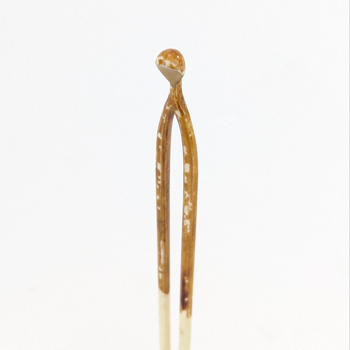 Vintage Japanese Kanzashi Hairpin Cream and Amber Marbled Resin – 5½"