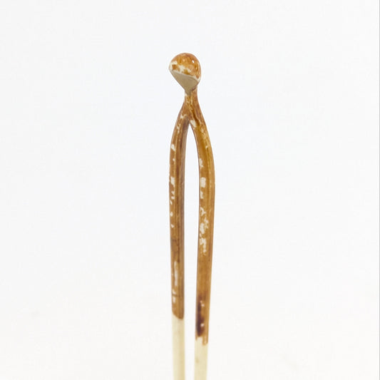 Vintage Japanese Kanzashi Hairpin Cream and Amber Marbled Resin – 5½"