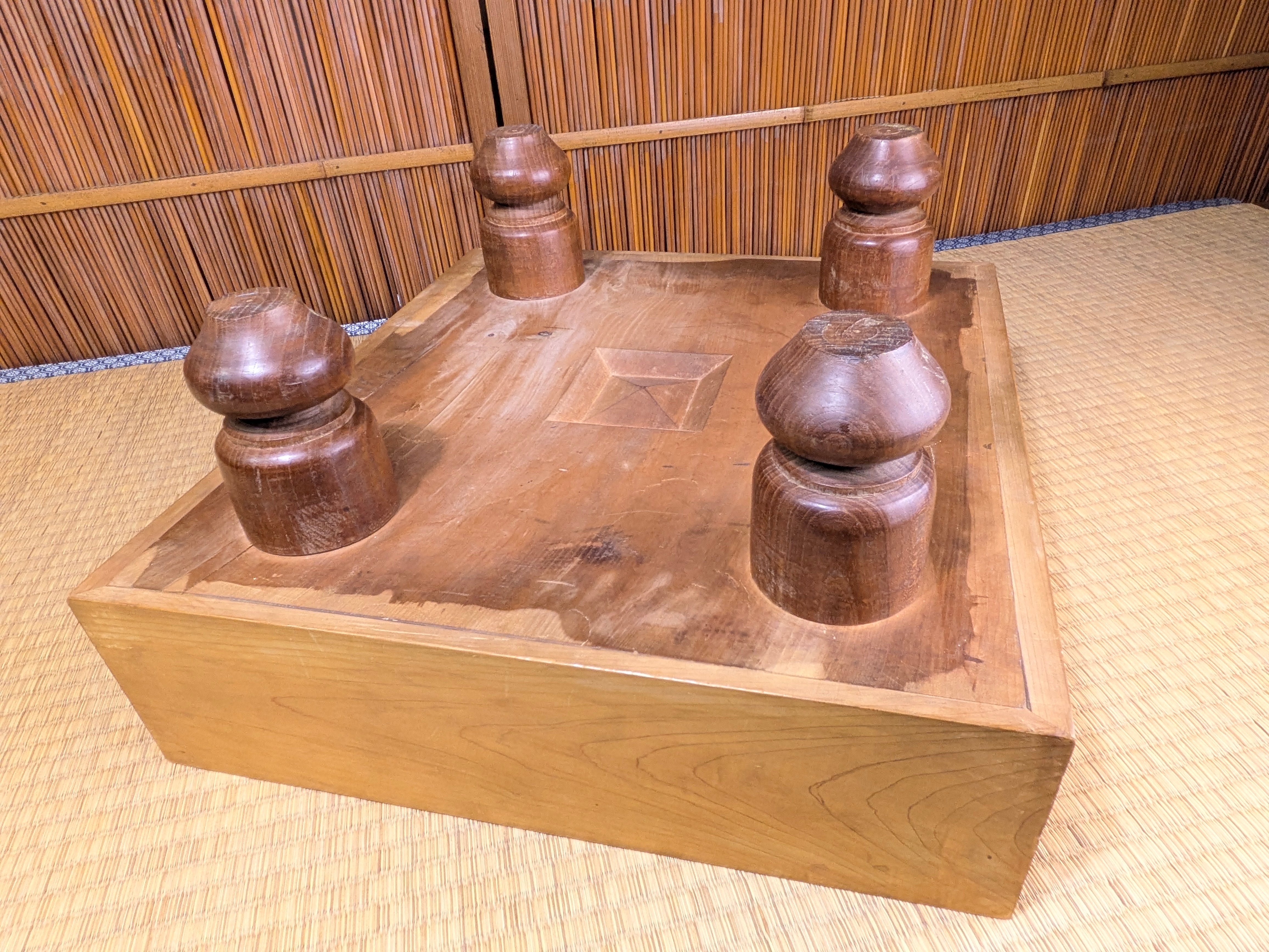 Vintage Japanese Kaya-Clad (11.5cm) Floor Go Board – 4-Sun Class