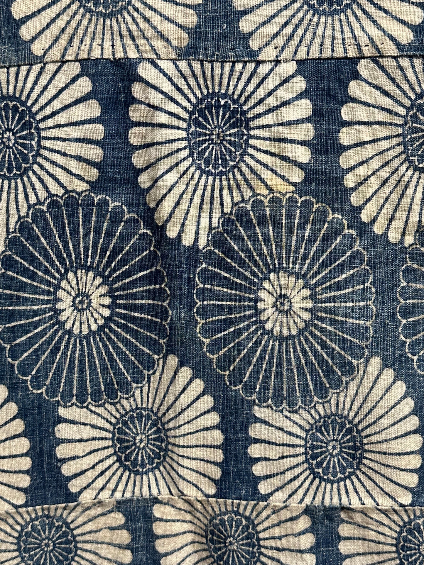 Antique Japanese 19th Century Textile - Katazome Indigo 49" x 73" Kiku #81