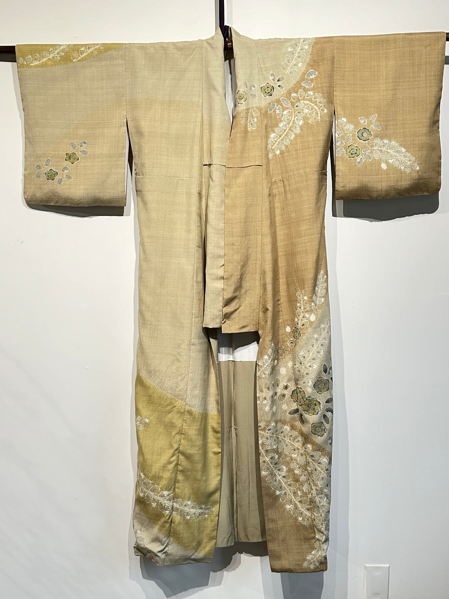 Japanese Tsumugi Silk Kimono Shibori Hand Woven