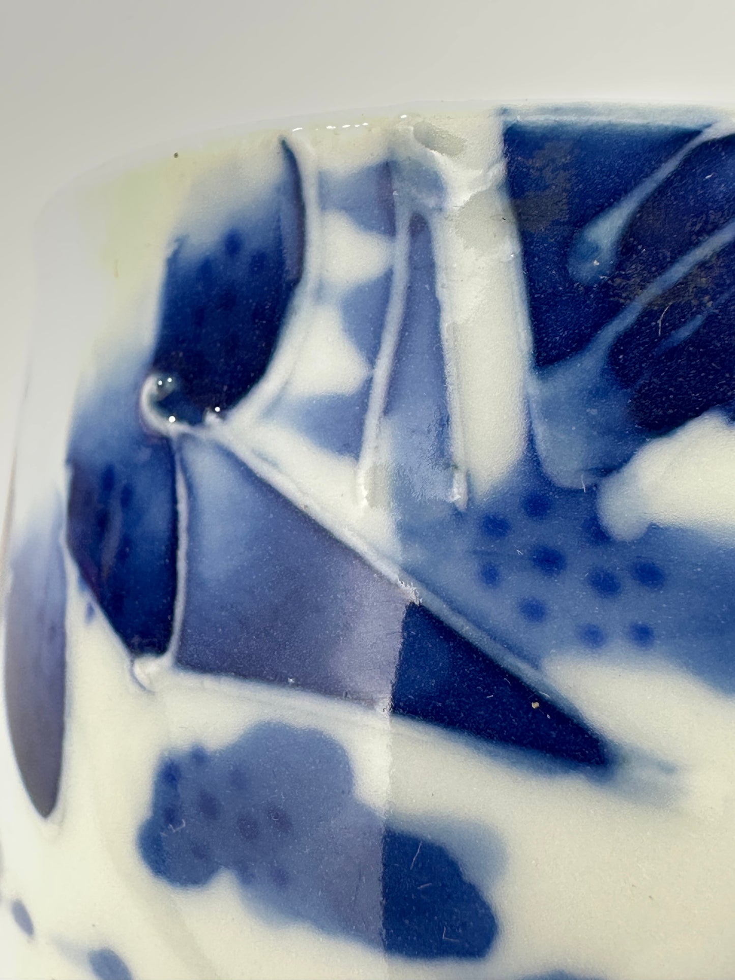 Vintage Japanese Sometsuke Indigo Handpainted Yunomi Tea Cup 3.25"W