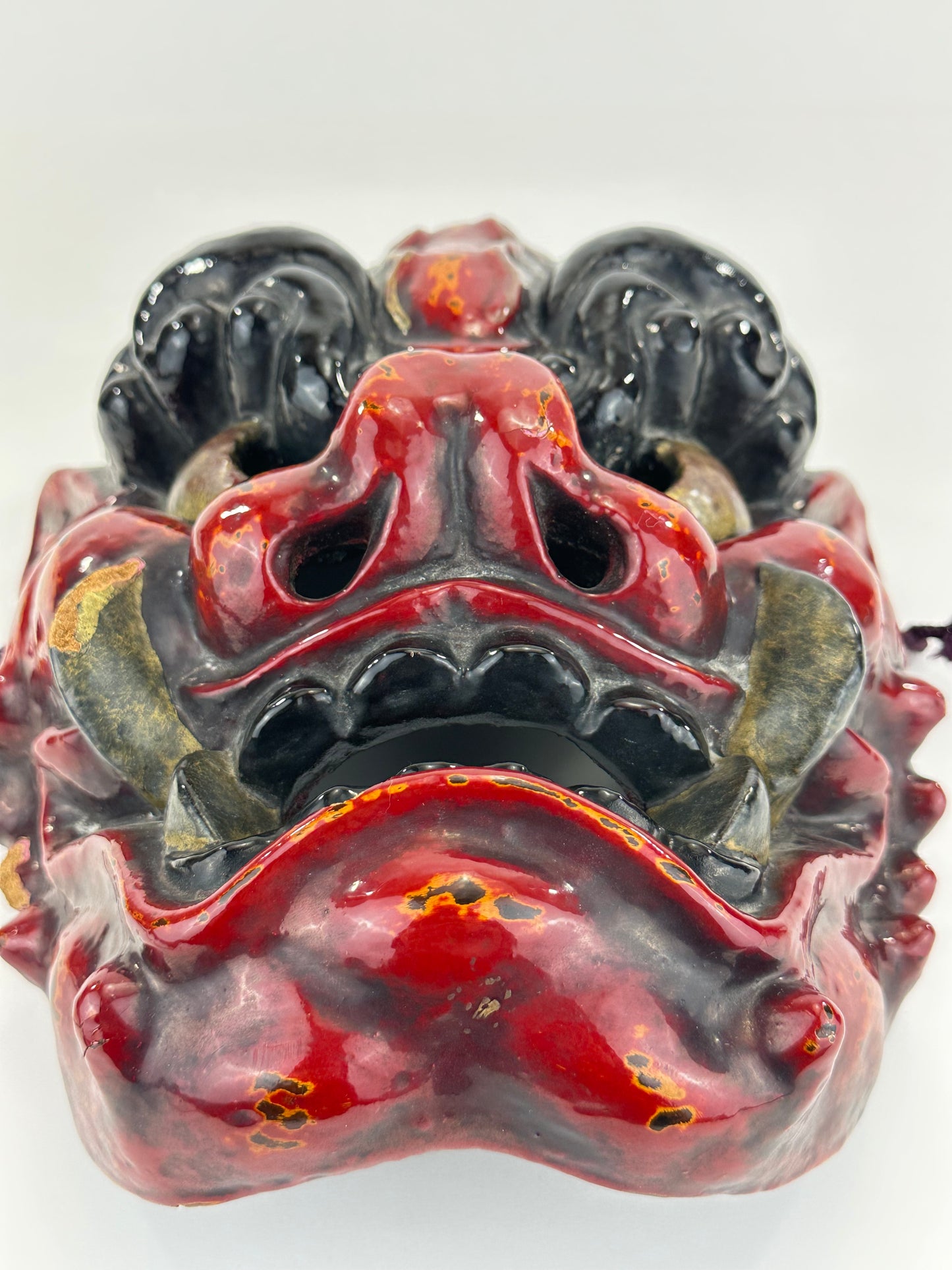 Vintage Japanese Oni Demon Mask Lacquered Tsuina Mask – Festival/Wall Art 11”