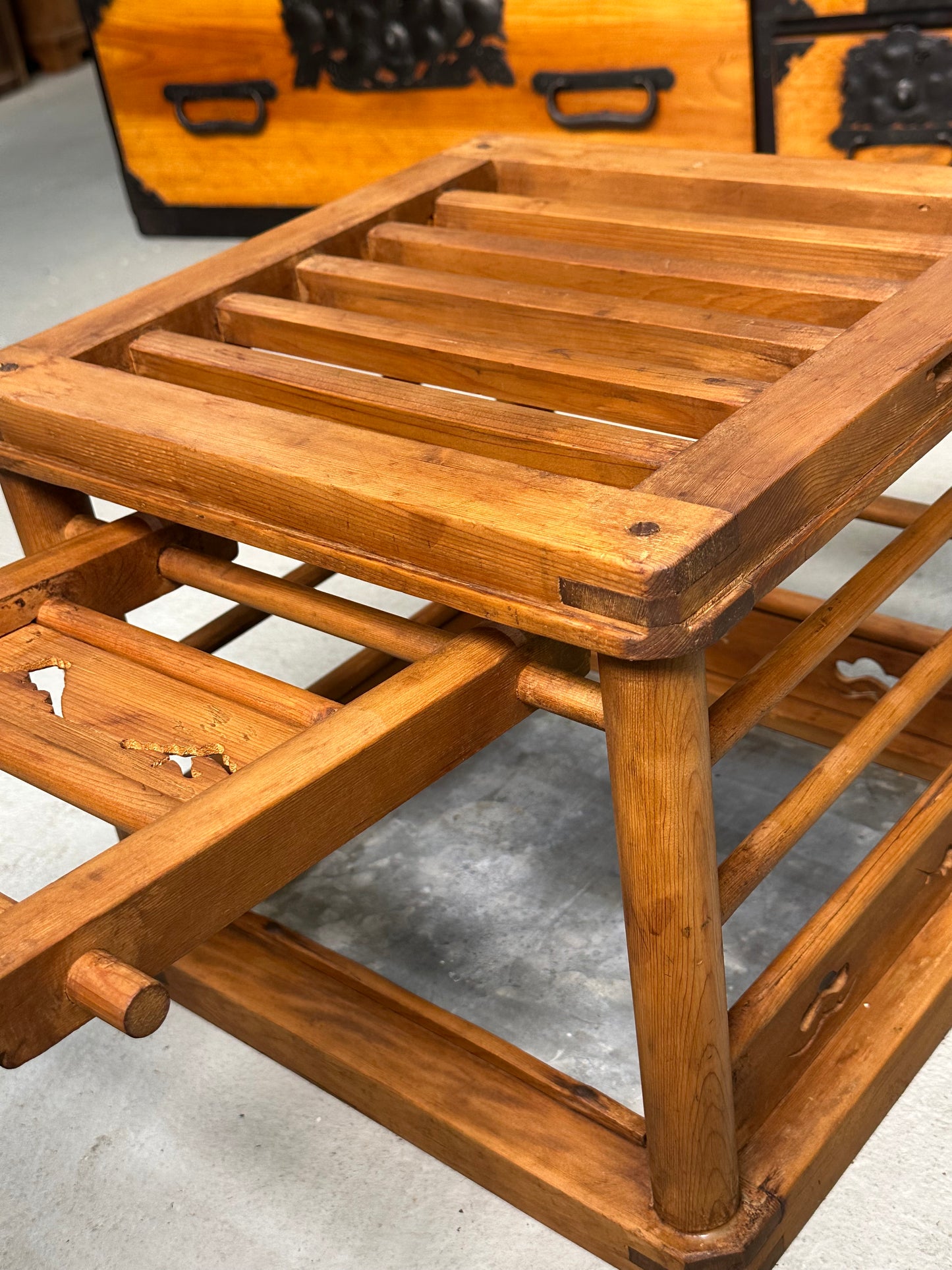 Antique Japanese Early Showa Period Sugi Wood Kotatsu Table 18"
