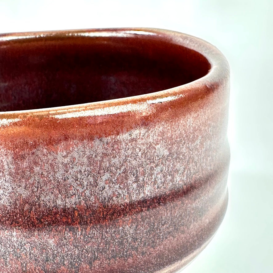 Japanese Mino Ware Chawan Matcha Tea Bowl Oxblood Iron Red Aka Glaze NEW 5"