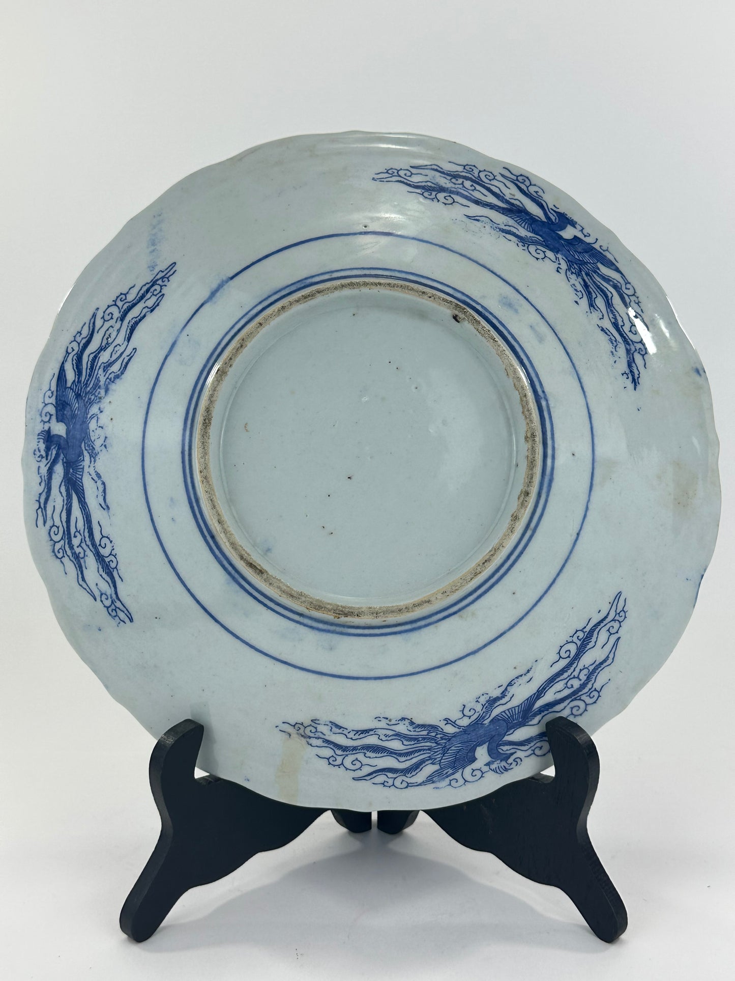 Antique Japanese 19th Century Imari Ceramic Plate Blue & White Flora & Fauna 10.5"