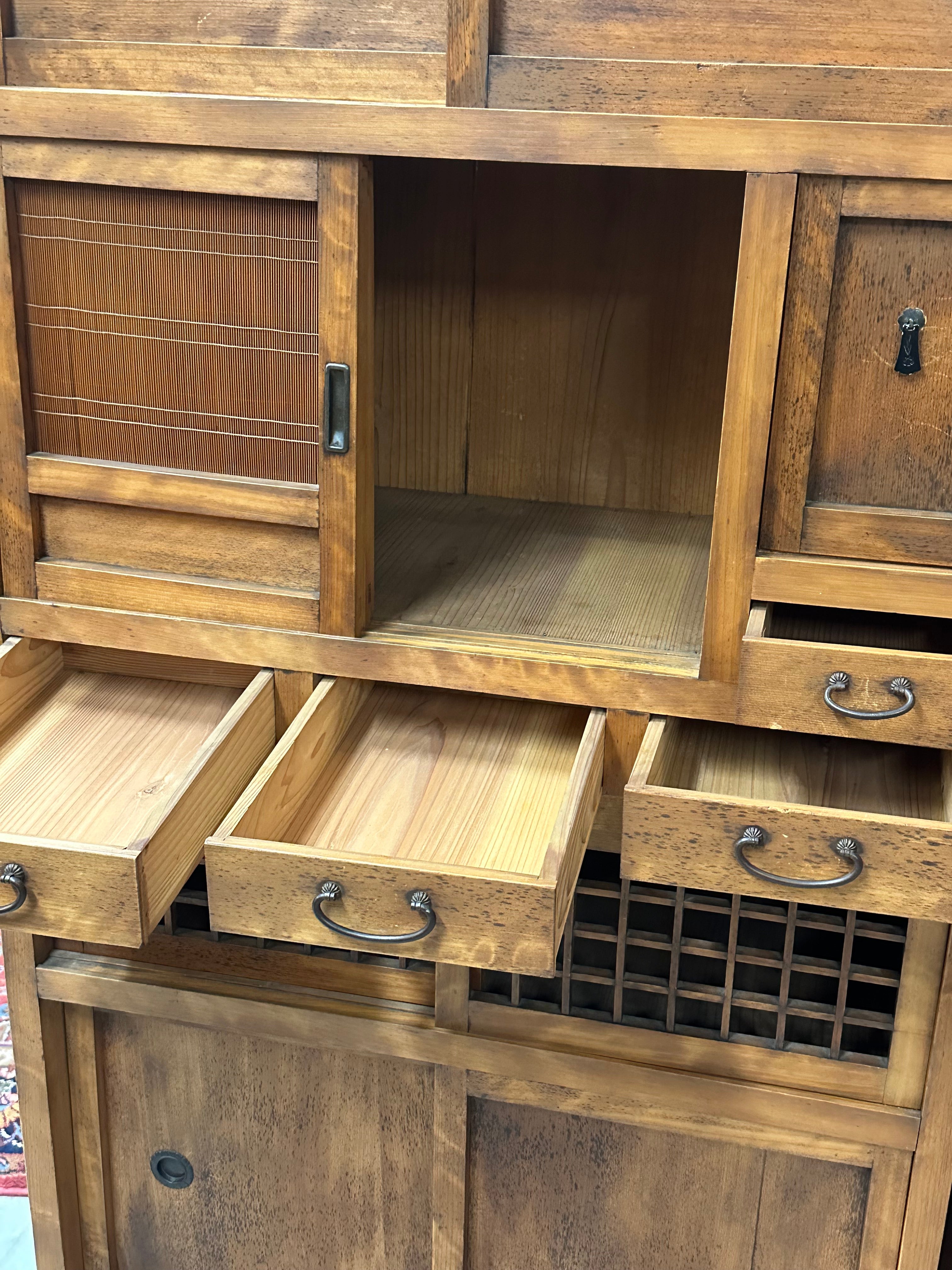 Antique Japanese Mizuya Tansu Kitchen Cabinet Taishō Period 61.5