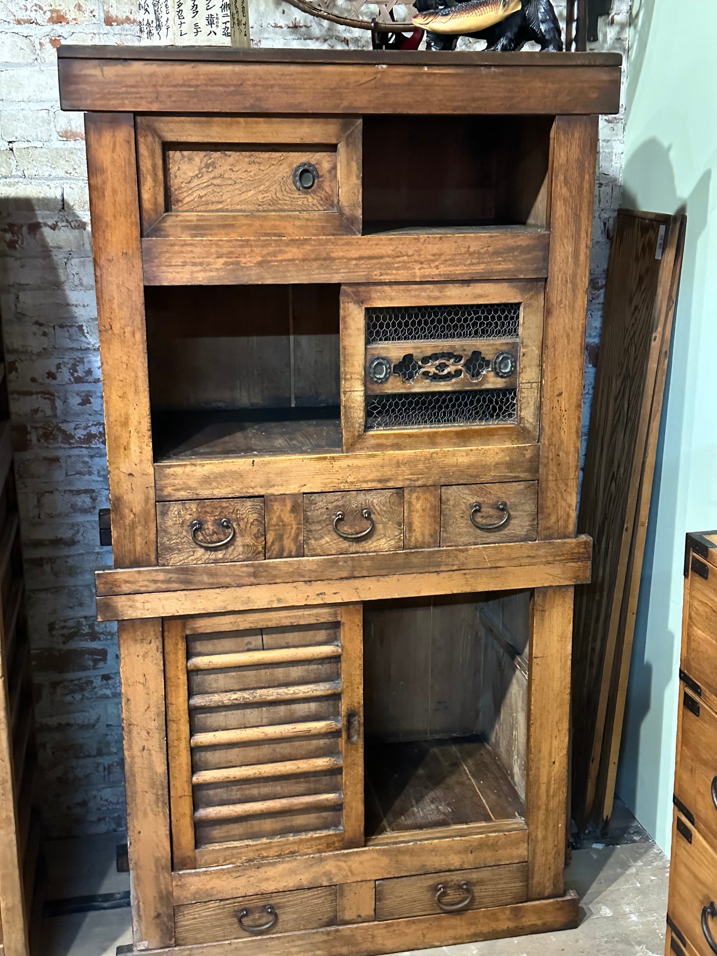 Antique Japanese Meiji Era Mizuya Kitchen Tansu 3ft