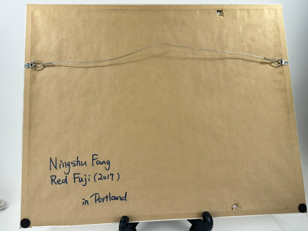 Contemporary Nihonga Red Fuji Aka Fuji Watercolor Gold Leaf Ningshu Fang 2017 20"W LS#168