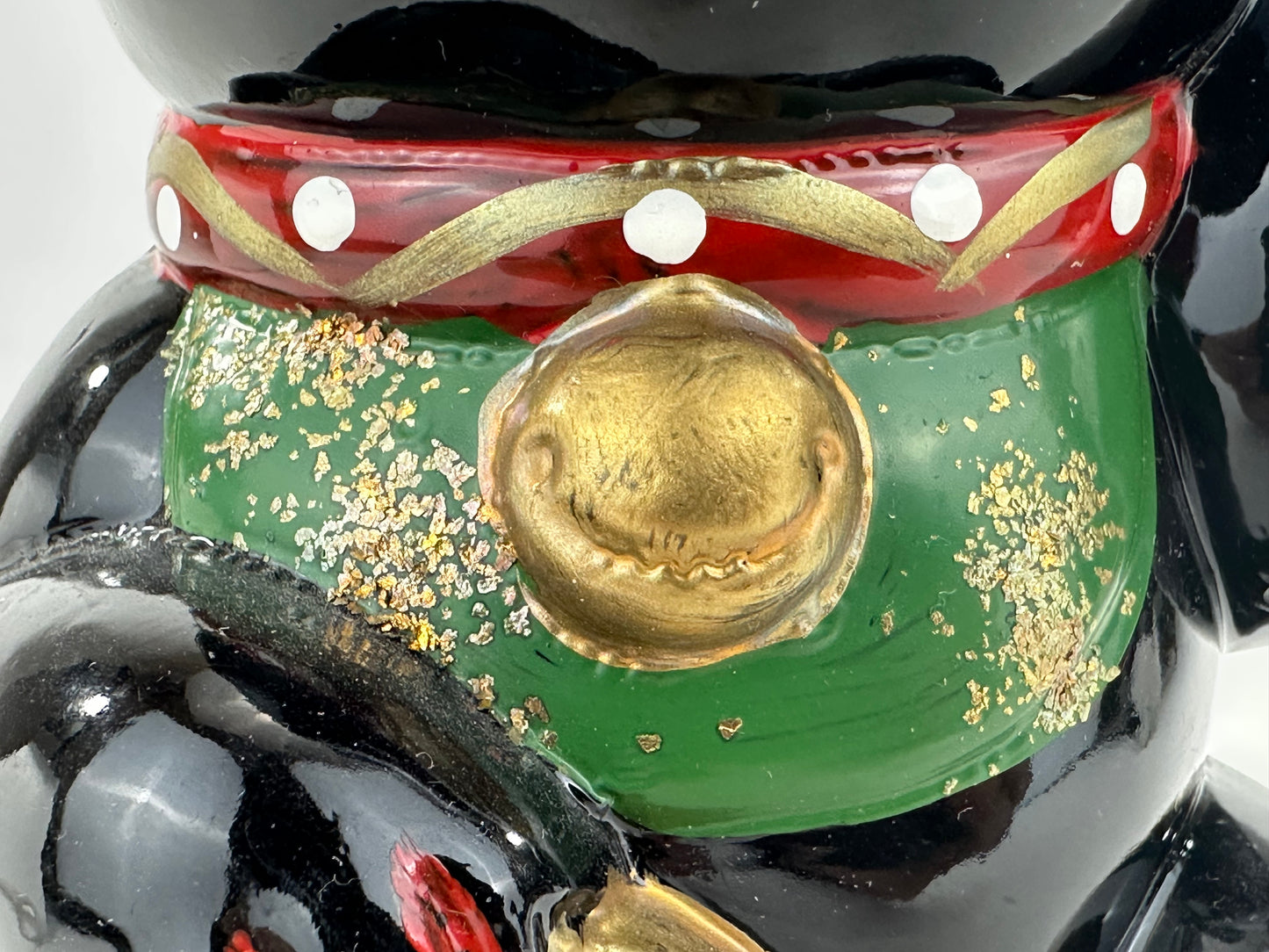 Vintage Japanese Black Ceramic Maneki Neko Fortune Cat Lucky Coin Bank 7"H