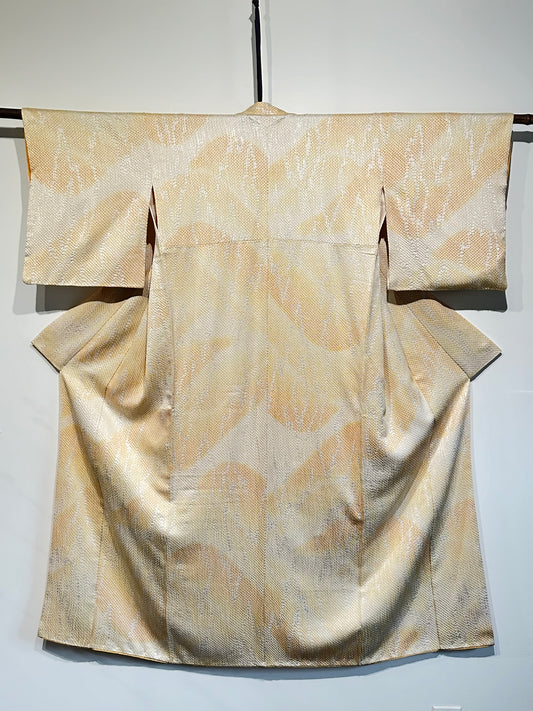 Japanese Silk Kimono Honso Shibori Toyama Pattern Yellow