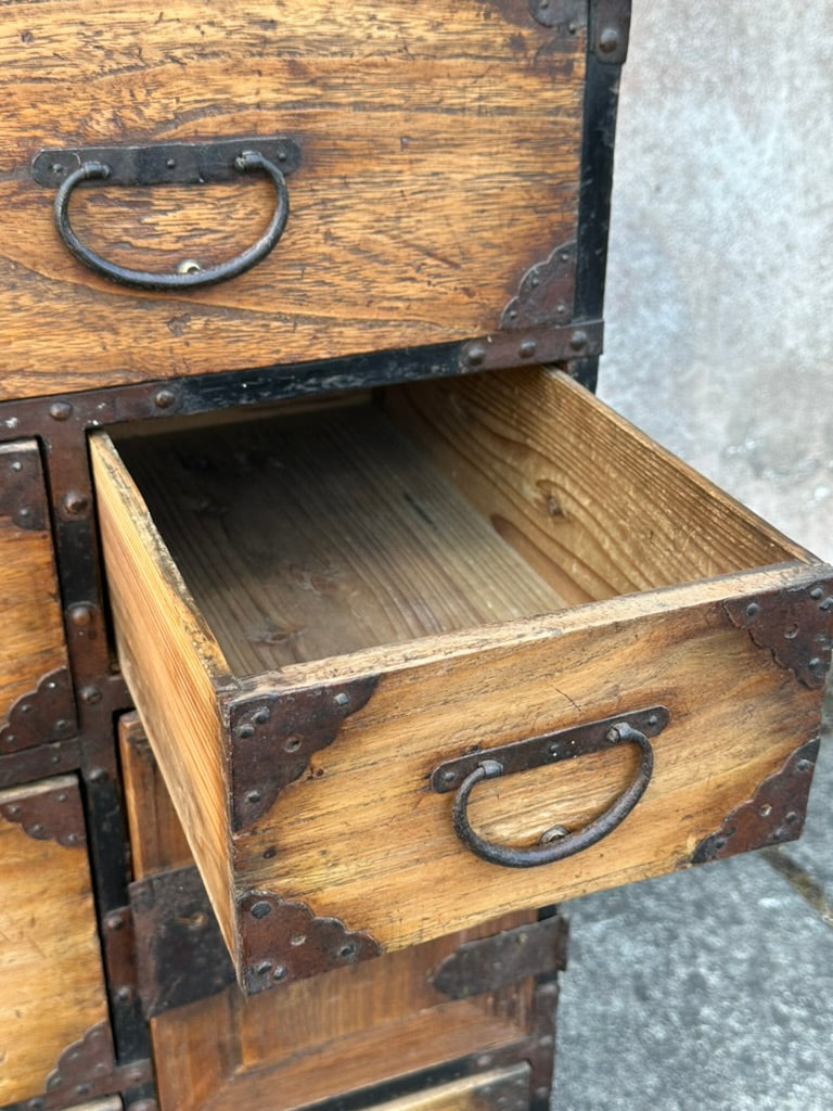 Japanese Edo Period Chobadansu Merchant Chest Kiri & Sugi Tansu 36"W