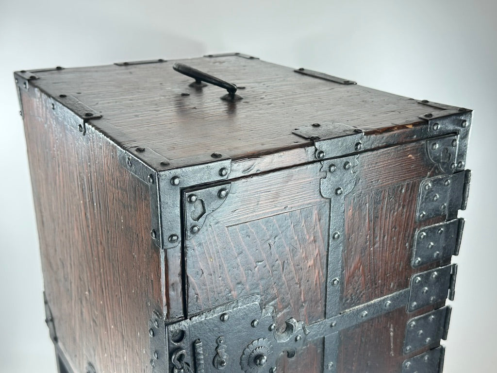ntique Japanese Funadansu Ship Chest Sugi Kiri Iron Hardware Edo Period Custom Stand c1840's