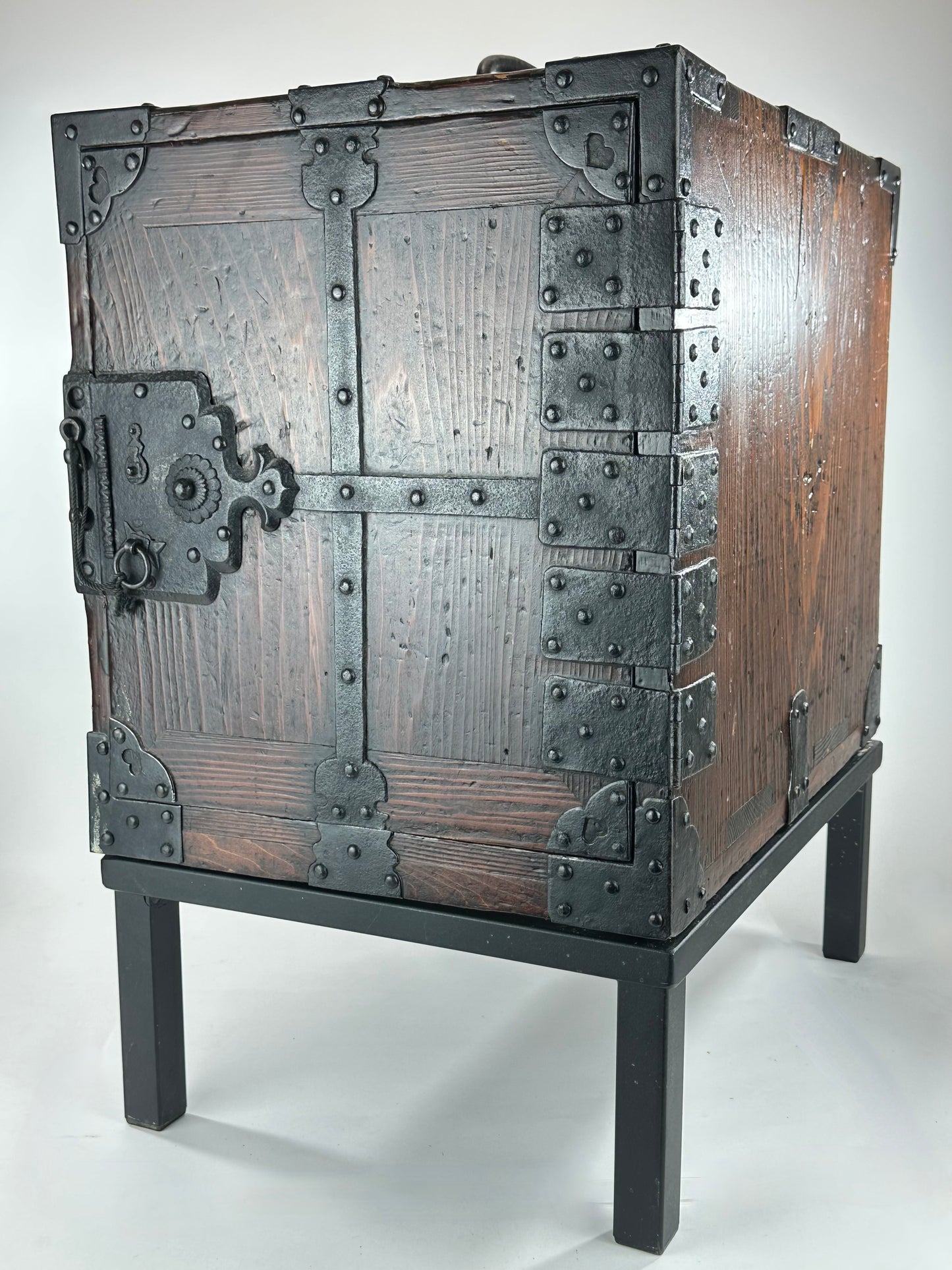 ntique Japanese Funadansu Ship Chest Sugi Kiri Iron Hardware Edo Period Custom Stand c1840's