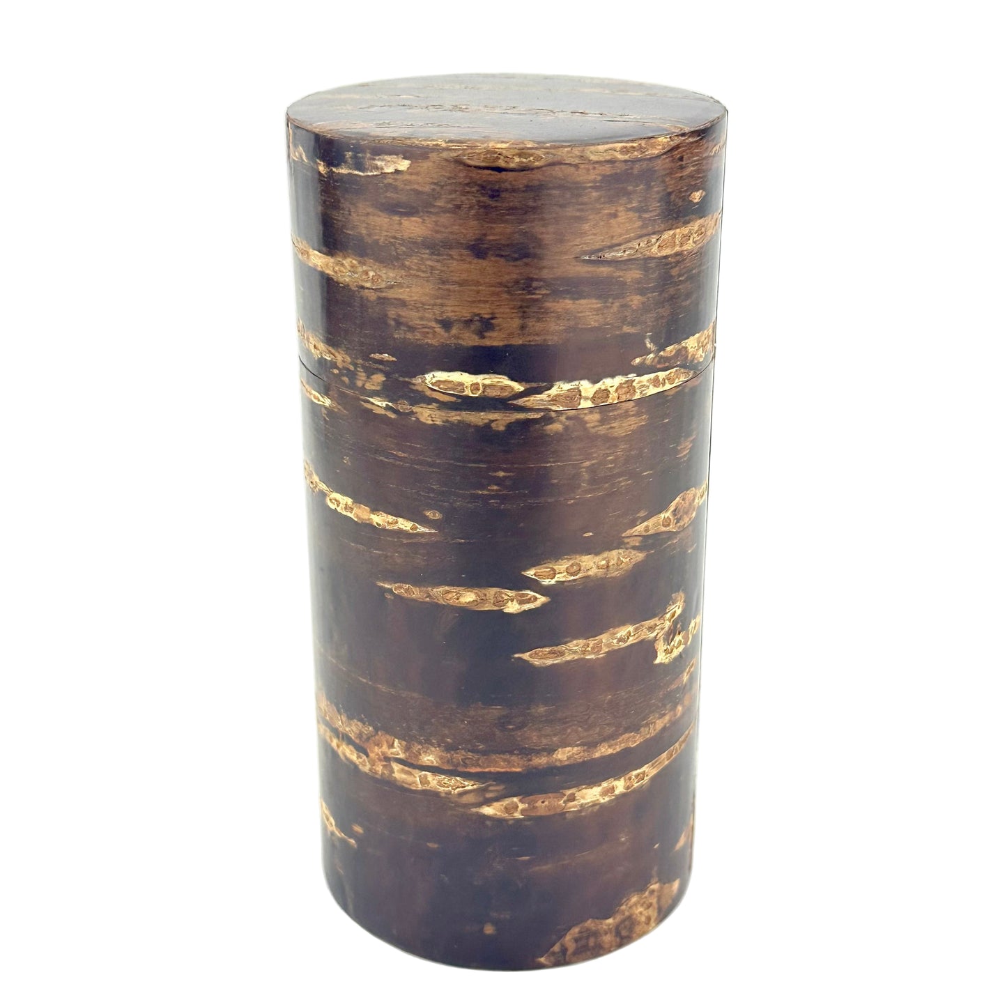 Japanese Tea Ceremony Natsume Natural Cherry Bark Tea Jar Bamboo Carving 6.25”