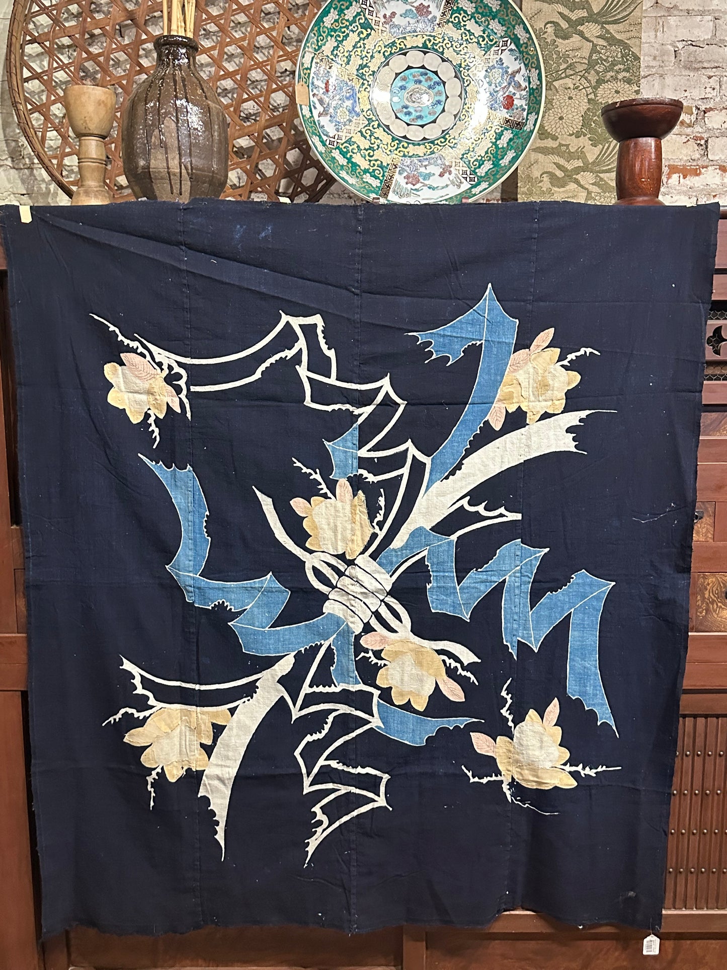 Antique Japanese 19th Century Textile - Tsutsugaki 51"x58"