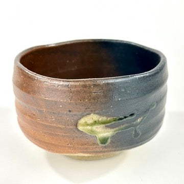 Japanese Mino Ware Chawan Matcha Tea Bowl Iron Brown Black Ash Green Drip Glaze NEW 5"