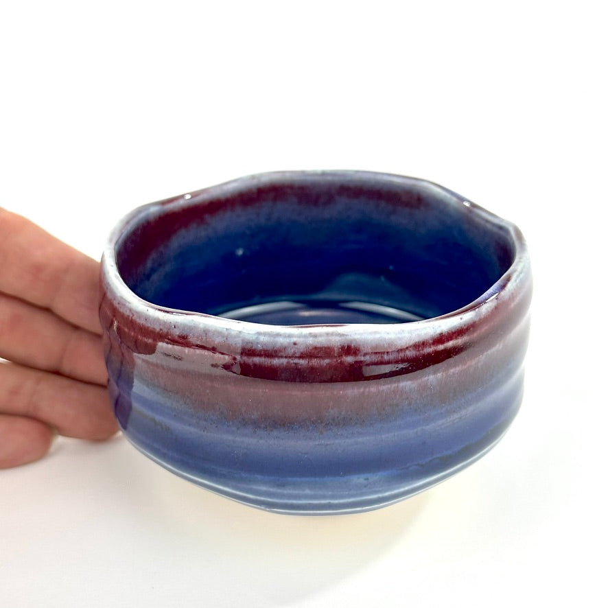 Japanese Handmade Chawan Matcha Tea Bowl Murasaki Shinsha Purple Copper Red Glaze NEW 5"