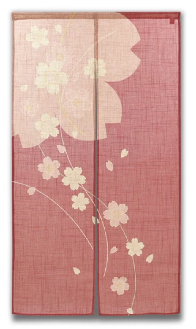 New Japanese Noren Curtain Line Cherry Blossom Rose Slub 150cm Made in Japan