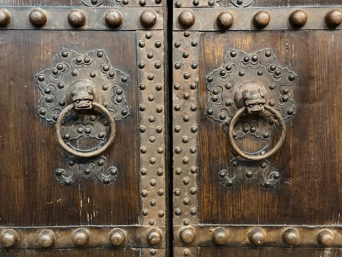 Antique Chinese Qing Dynasty 19th Pair of Wood Doors