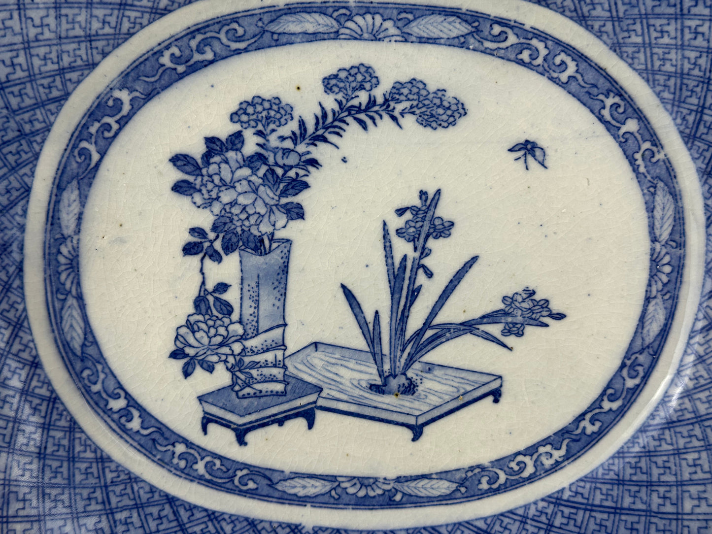 Antique Japanese Meiji Era Octagonal Ceramic Imari Plates Ikebana Motif
