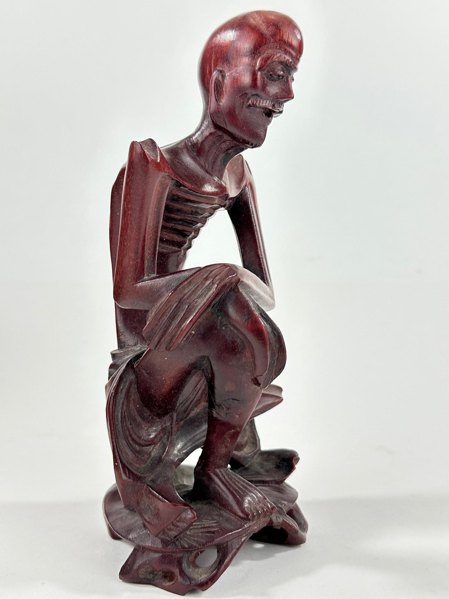 Vintage Chinese Hand-Carved Hardwood Figurine Sculpture Folk Figure 5"H