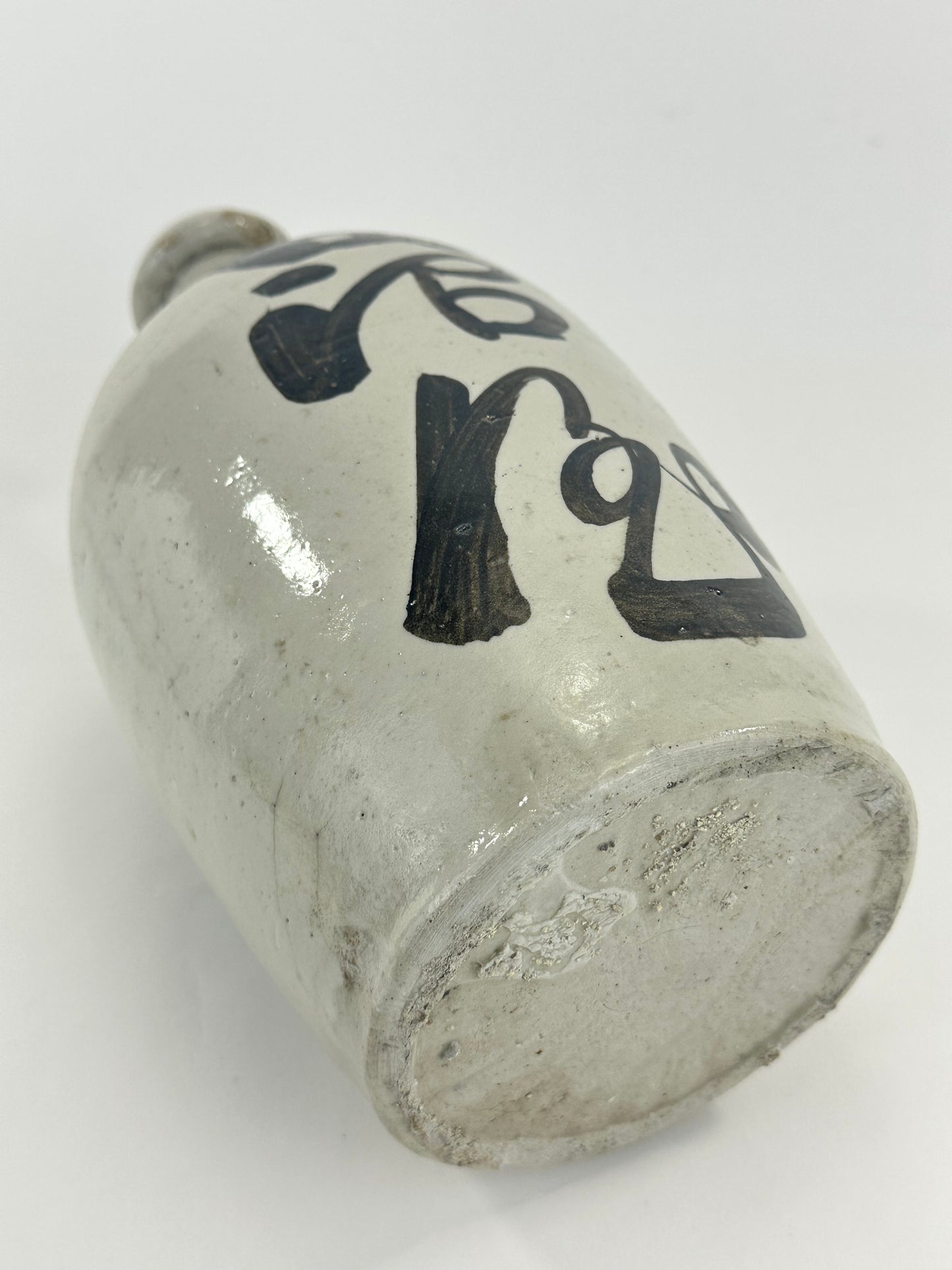 Antique Japanese 1800's Tokkuri Sake Jug Calligraphy Ceramic Vase 11" Tanumaya