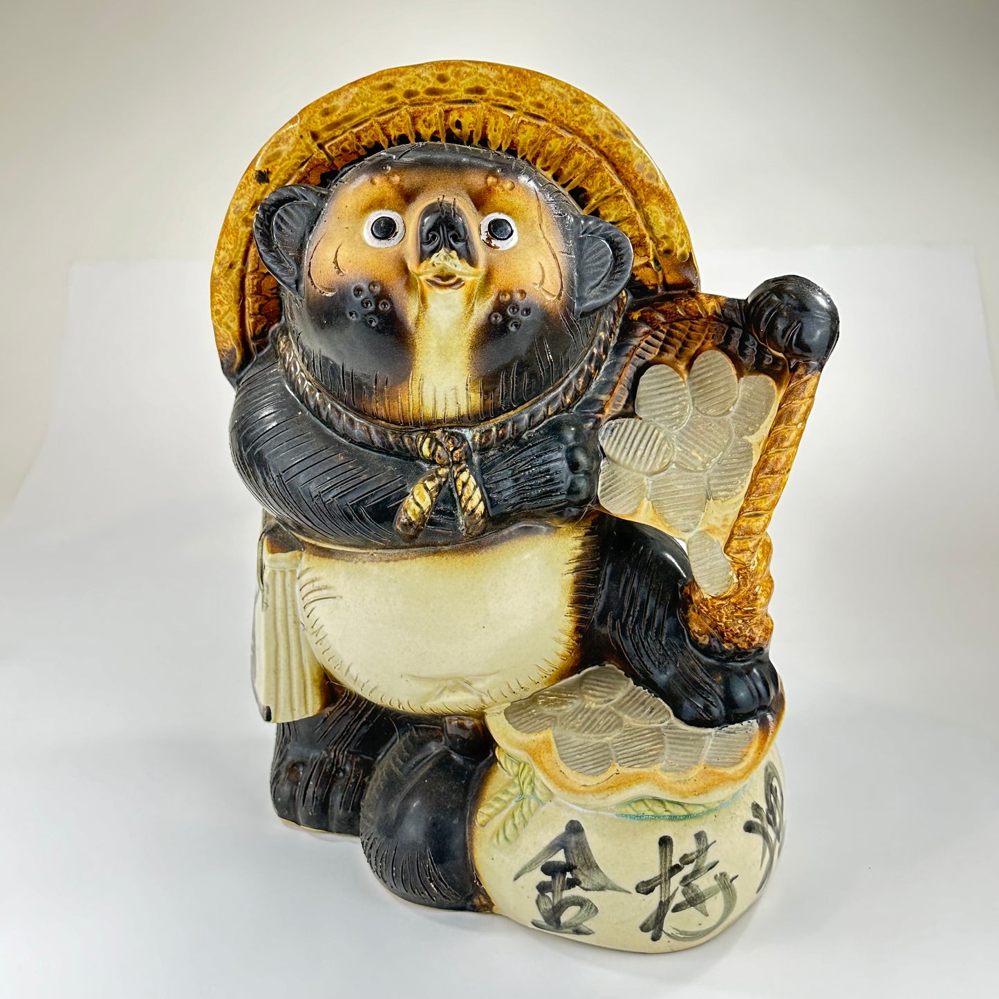 Vintage Japanese Tanuki "Raccoon-dog" Ceramic Statue 12.5"