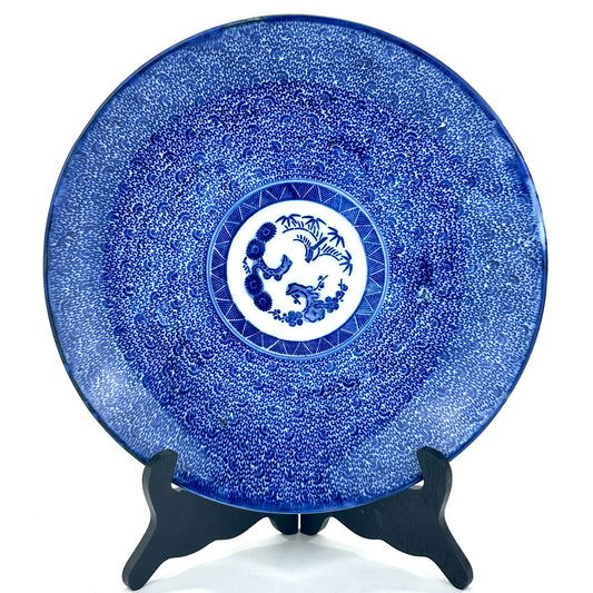 Antique Japanese Late Edo Period 19th Century Imari Ceramic Plate Blue & White 11.5"