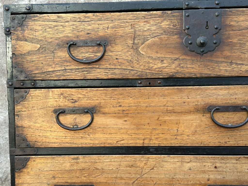 Japanese Edo Period Chobadansu Merchant Chest Kiri & Sugi Tansu 36"W
