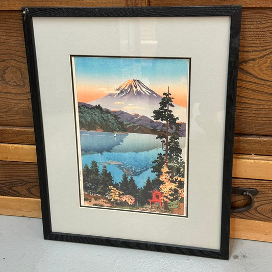 Tsuchiya Koitsu Giclée Framed Repro Print Lake Ashi Hakone Hills 1938 17"x21"
