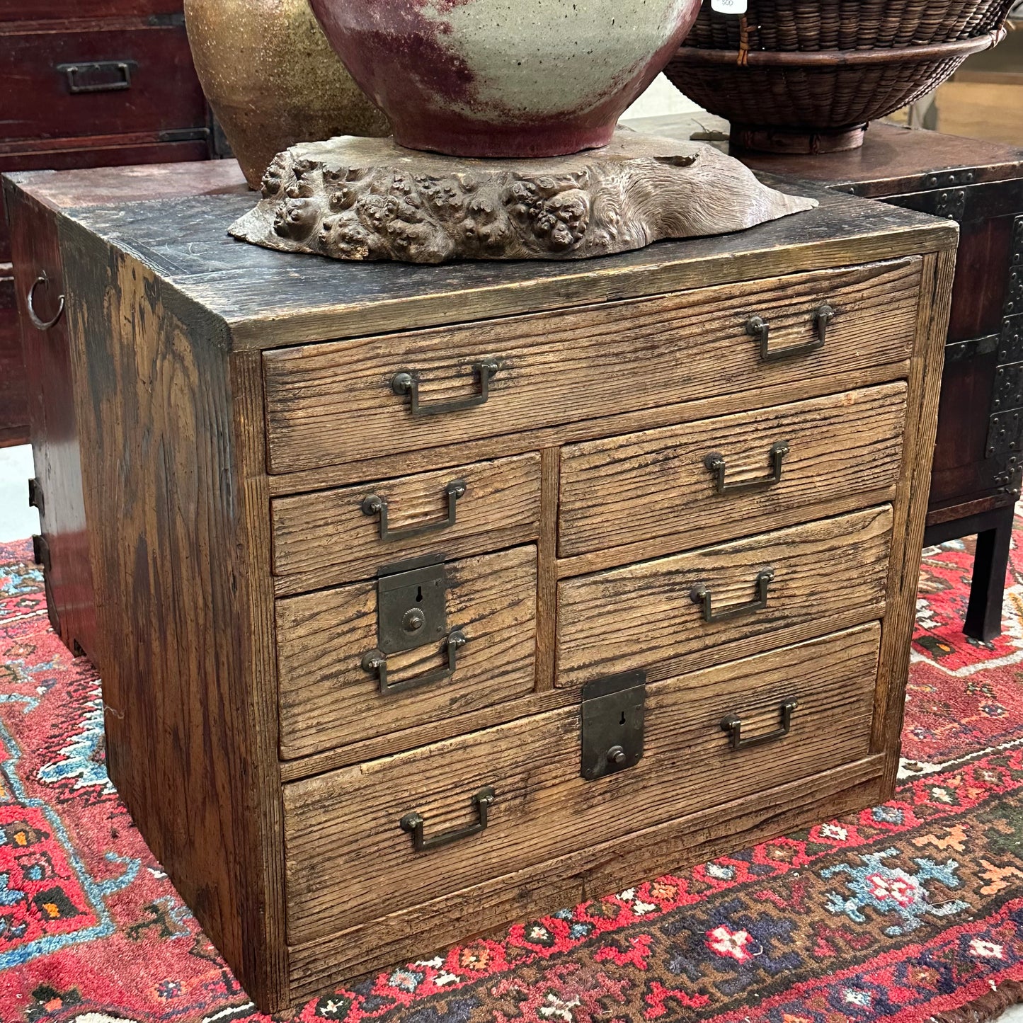 Antique Japanese Meiji Era (c1860’s) Kodansu Personal Tansu 6 Drawer 25"W