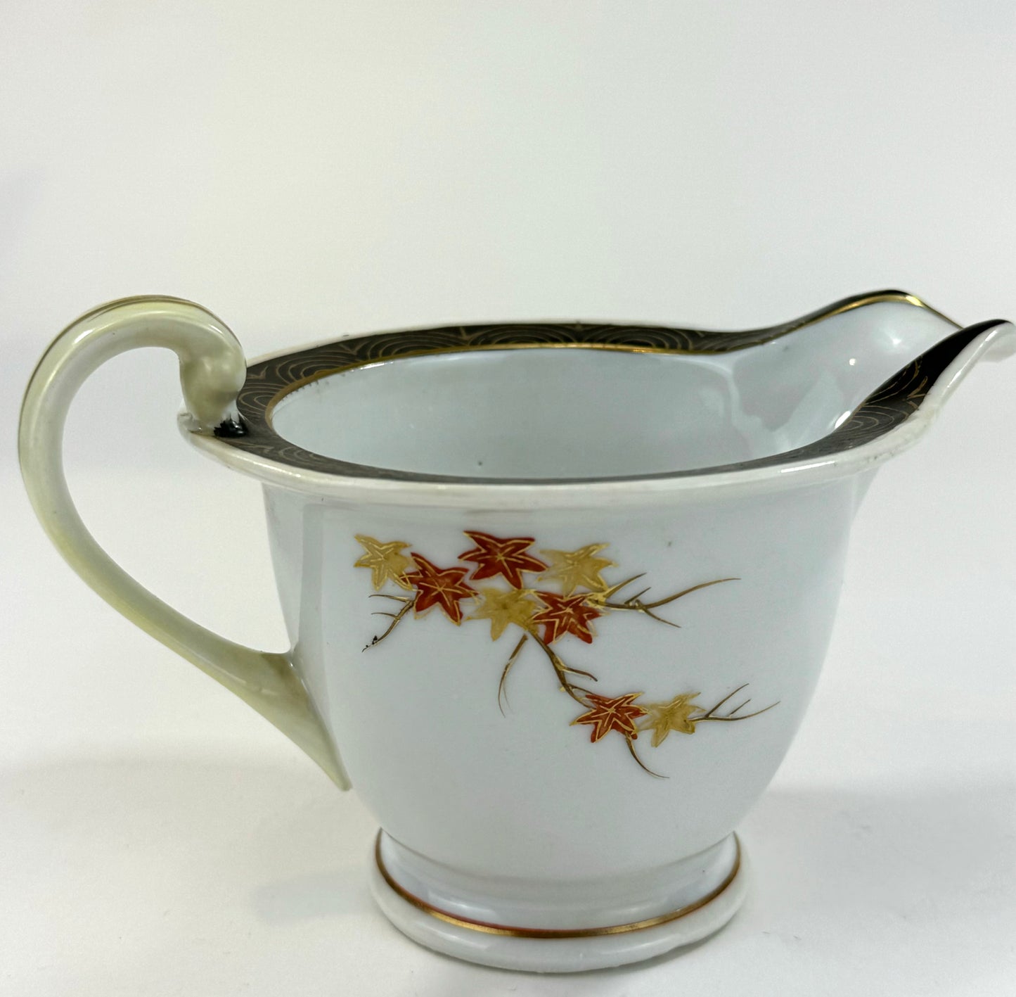 Vintage Japanese Hand Painted Maple Leaf & Bird Creamer