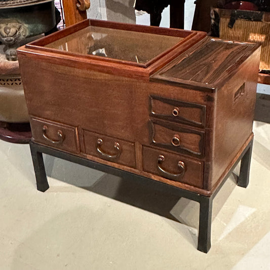 Antique Japanese c1880’s Meiji Era Hibachi Wooden Brazier 5 Drawer Tansu 23”