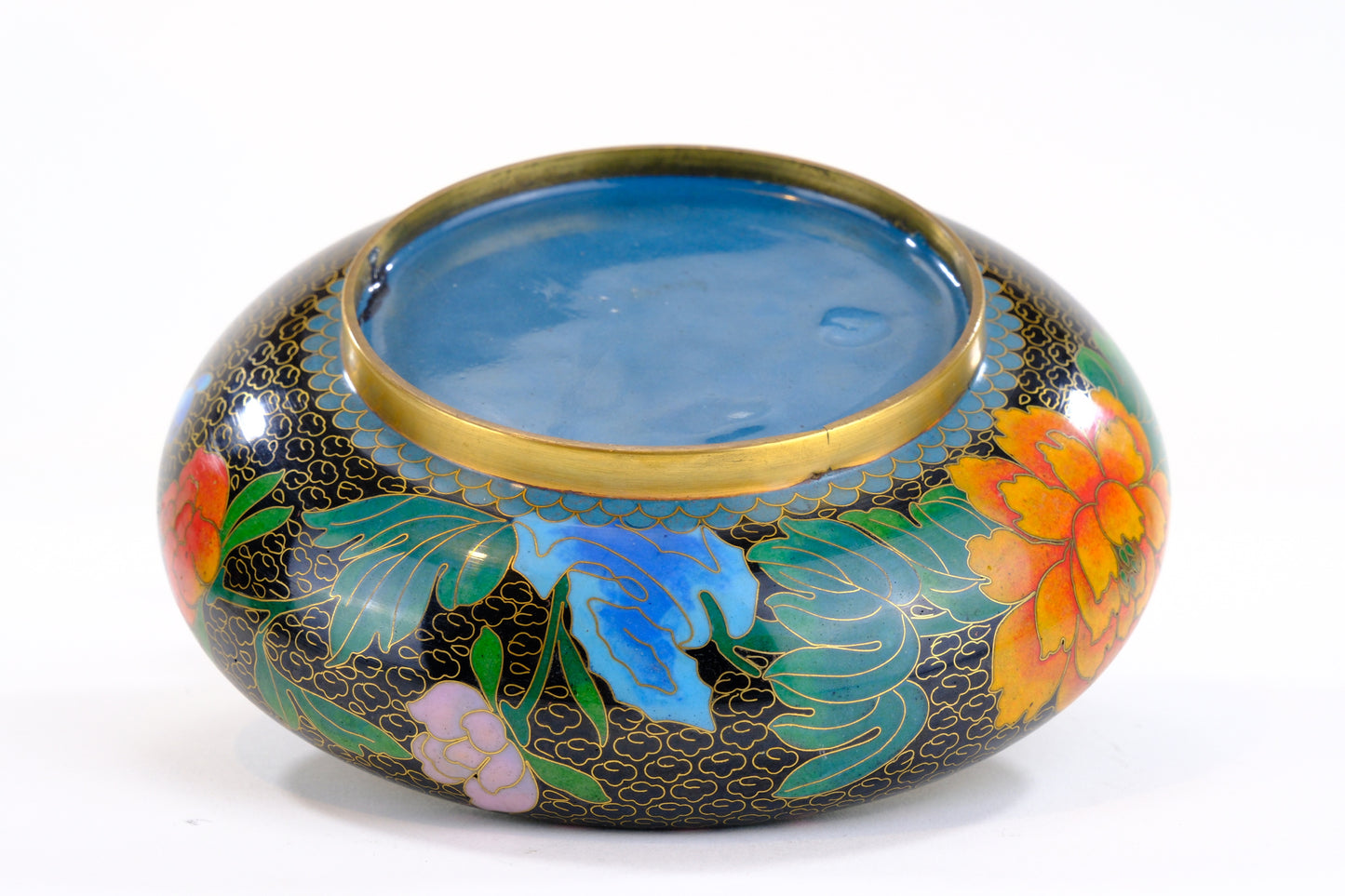 Antique Japanese Meiji Period Cloisonné Bowl with Floral Decoration