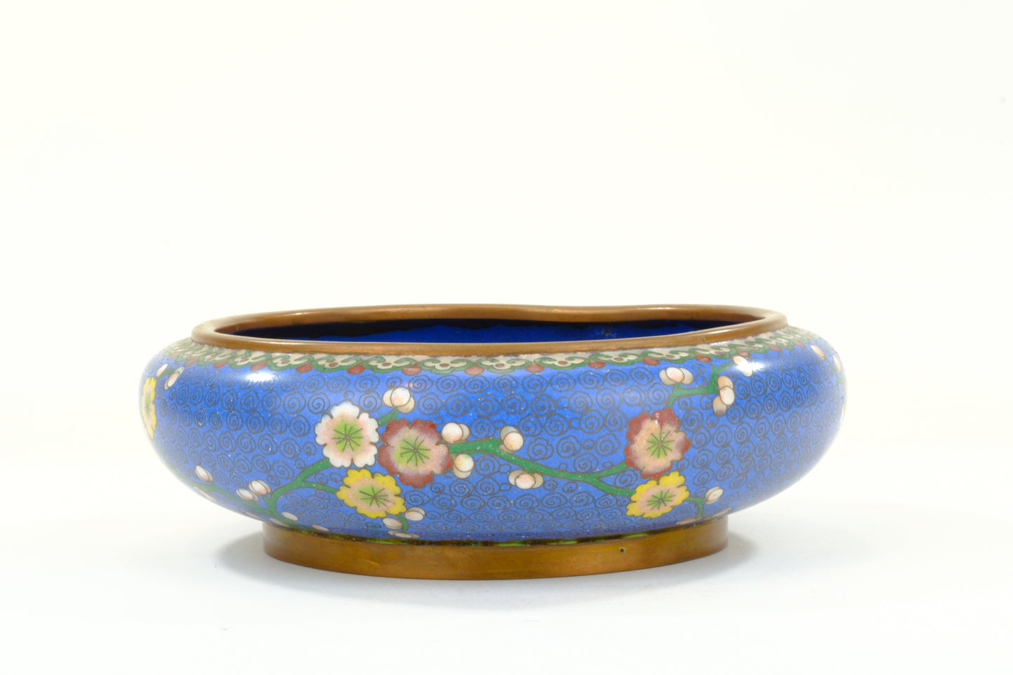 Antique Japanese Cloisonné Brush Pot with Floral Panels Meiji Period