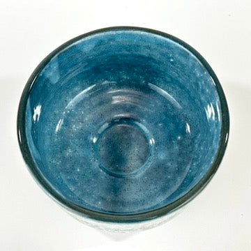 Japanese Chawan Matcha Tea Bowl Grey Speckle Exterior Blue Interior Two Tone Glaze NEW 5"