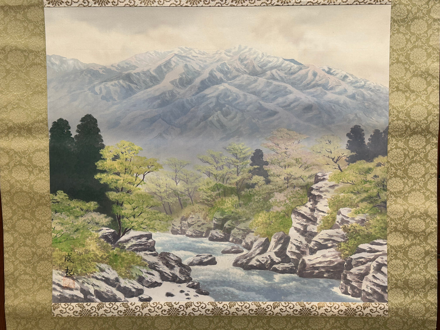 Japanese Scroll Hand Painted Mid 1900’s Mountain Stream