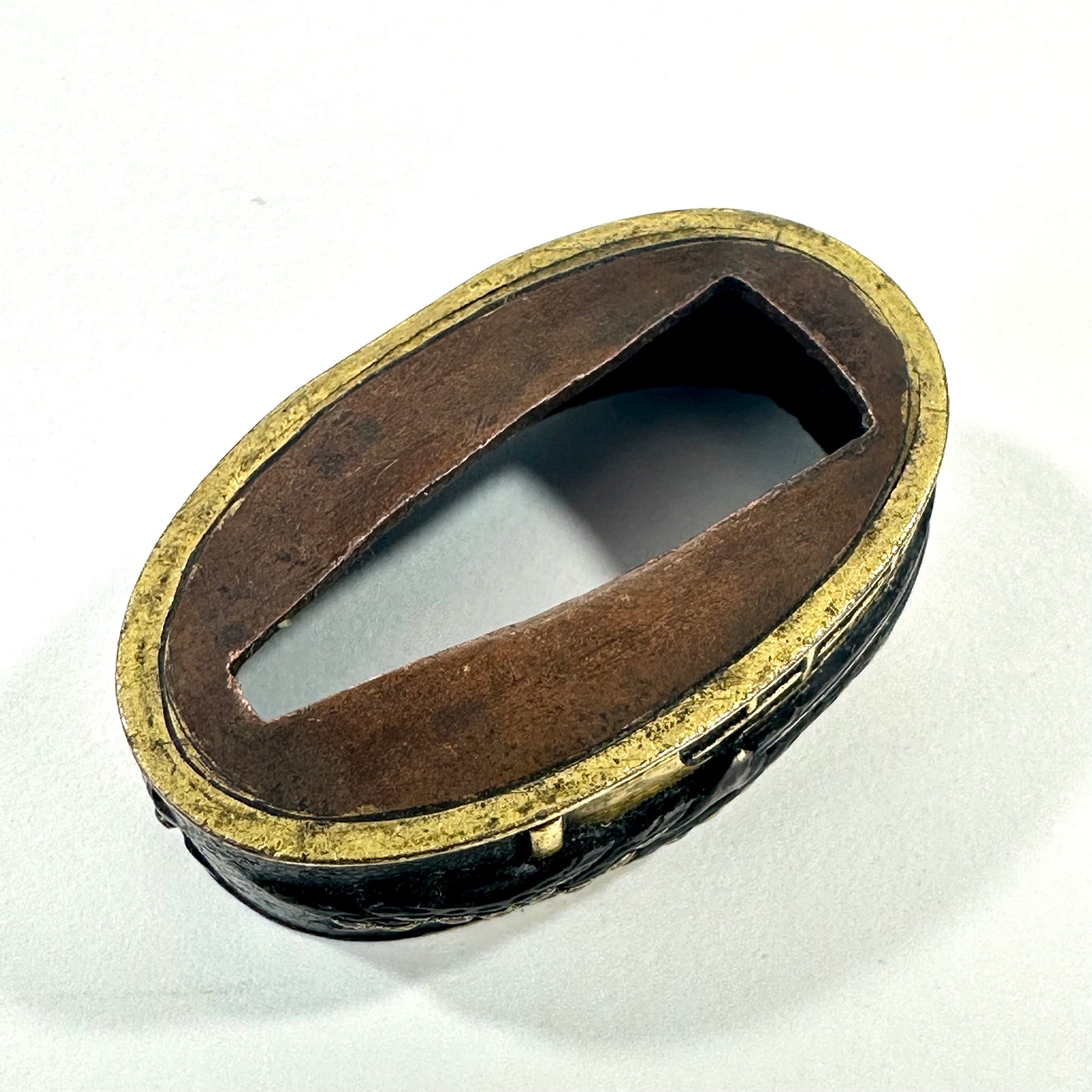 Antique Japanese Katana Fuchi Sword Fitting Iron Copper Mixed Metal Edo to Meiji