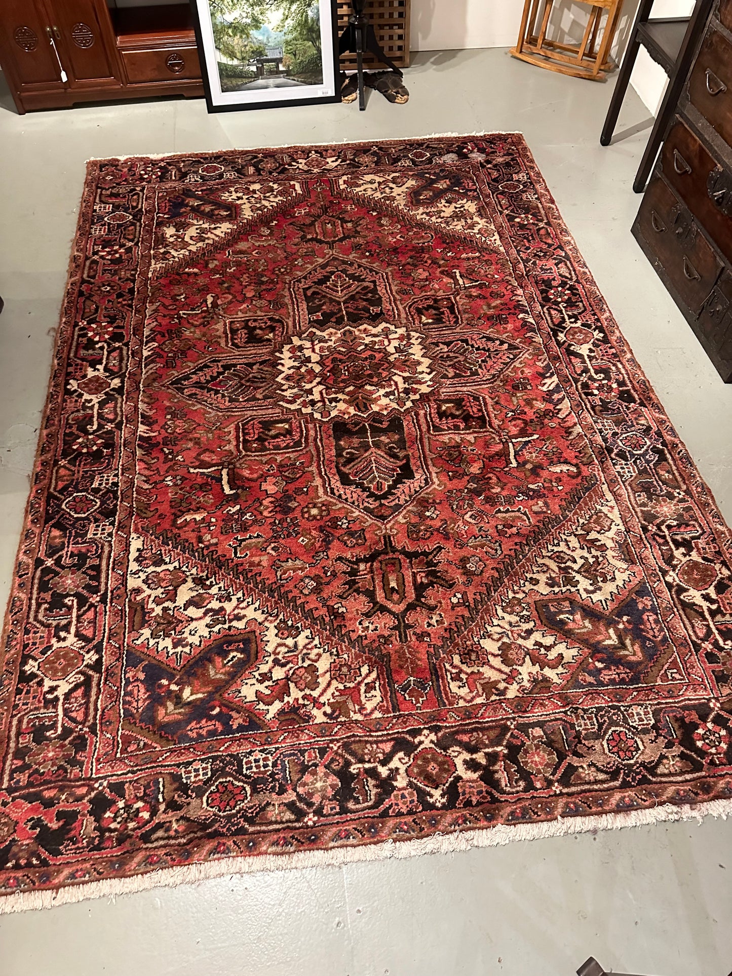 Vintage Persian Rug 80” x ” Carpet (note condition)