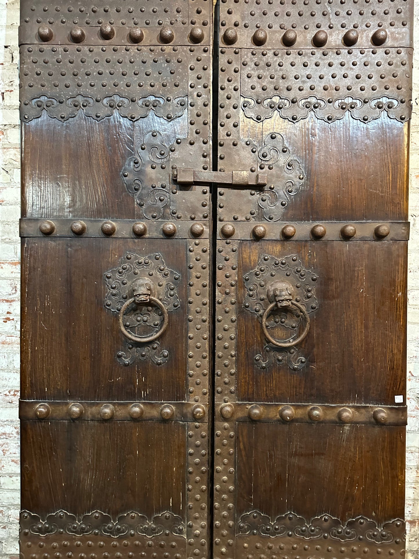 Antique Chinese Qing Dynasty 19th Pair of Wood Doors