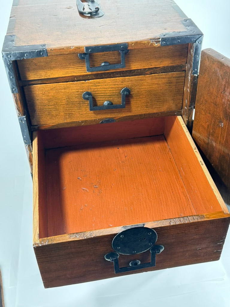 Antique Japanese Funadansu Ship Chest Sugi Iron Hardware Edo Period Custom Stand c1840 21"H