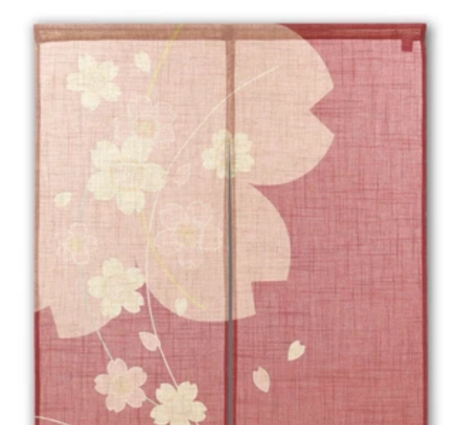 New Japanese Noren Curtain Line Cherry Blossom Rose Slub 150cm Made in Japan