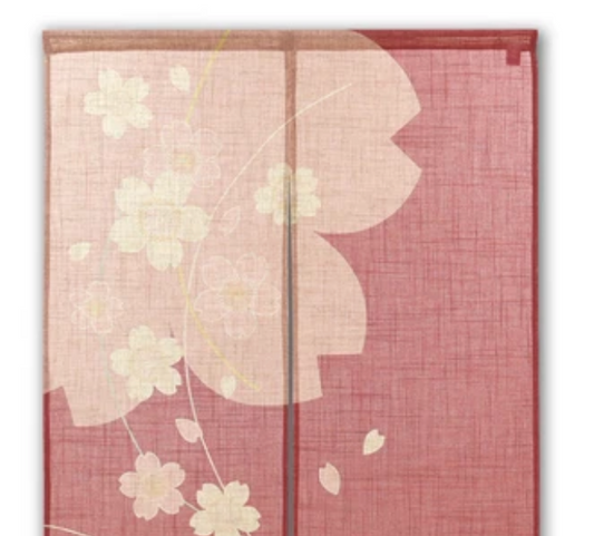 New Japanese Noren Curtain Line Cherry Blossom Rose Slub 150cm Made in Japan