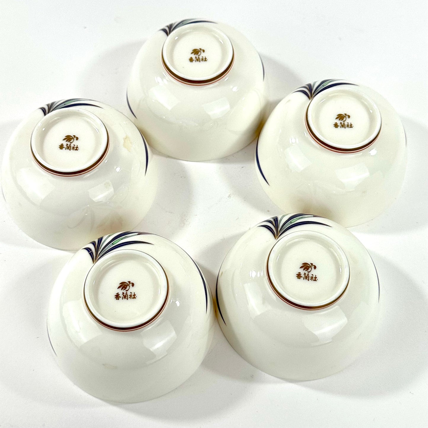 Vintage Koransha Arita Porcelain Yunomi Tea Cup Set of Five Original Box