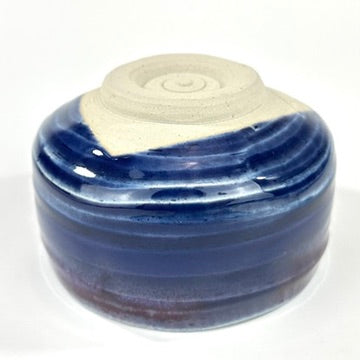 Japanese Chawan Matcha Tea Bowl Blue Purple Flambe Glaze Cobalt Interior NEW 5"