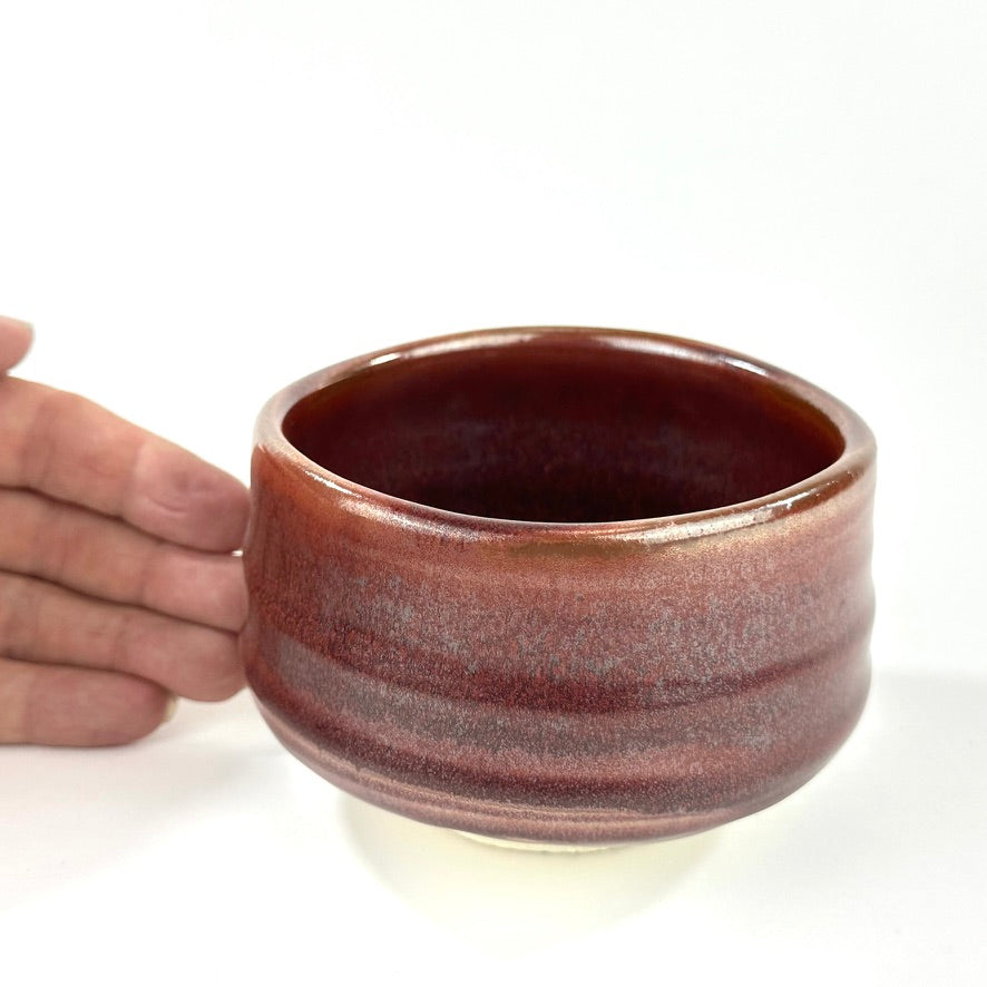 Japanese Mino Ware Chawan Matcha Tea Bowl Oxblood Iron Red Aka Glaze NEW 5"
