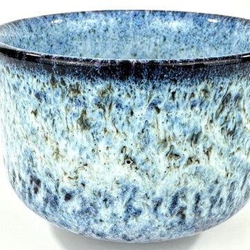 Japanese Handmade Chawan Matcha Tea Bowl Fuji Unofu Banko Ware Blue Speckle Glaze NEW 5"